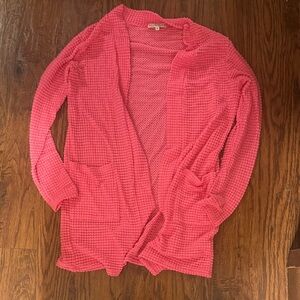 Cozy Pink Waffle Knit Cardigan